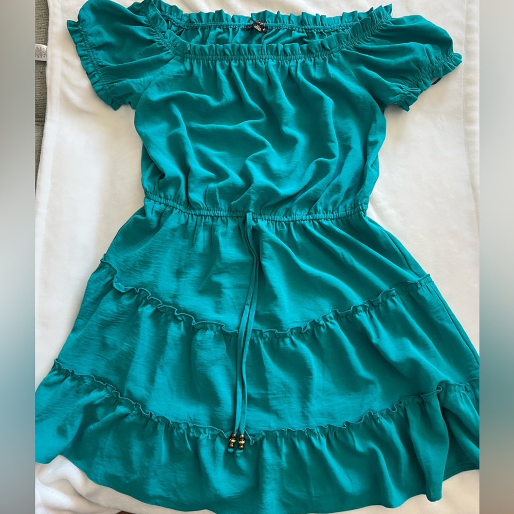 Light blue off shoulder dress